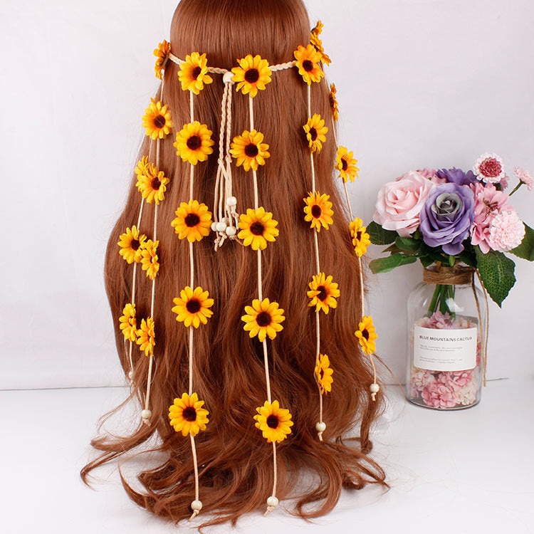 Headdress garland sun flower hair band flower daisy headband bohemian hair ring hair accessories Headdress garland sun flower hair band flower daisy headband bohemian hair ring hair accessories